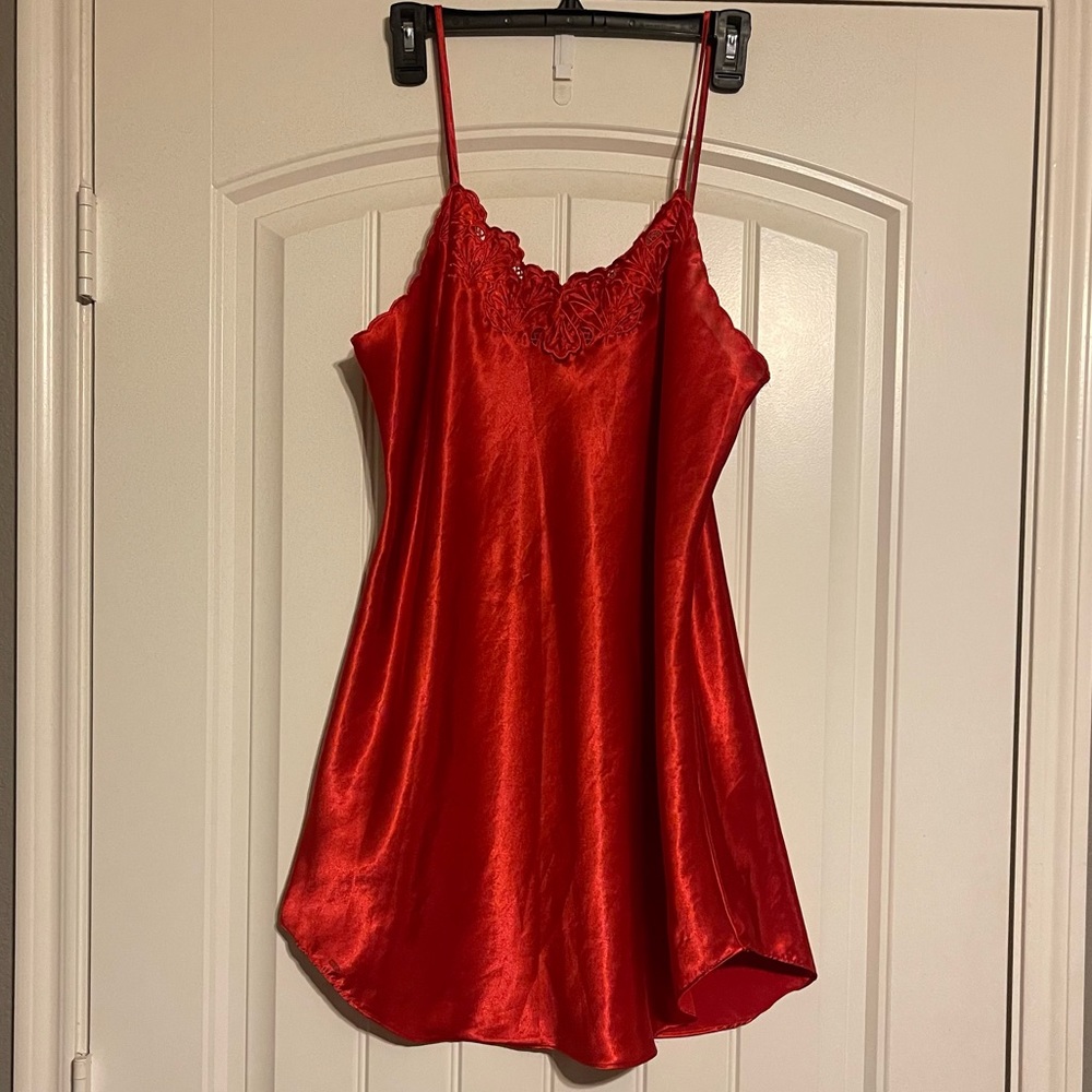 Red Slip Dress with Detail